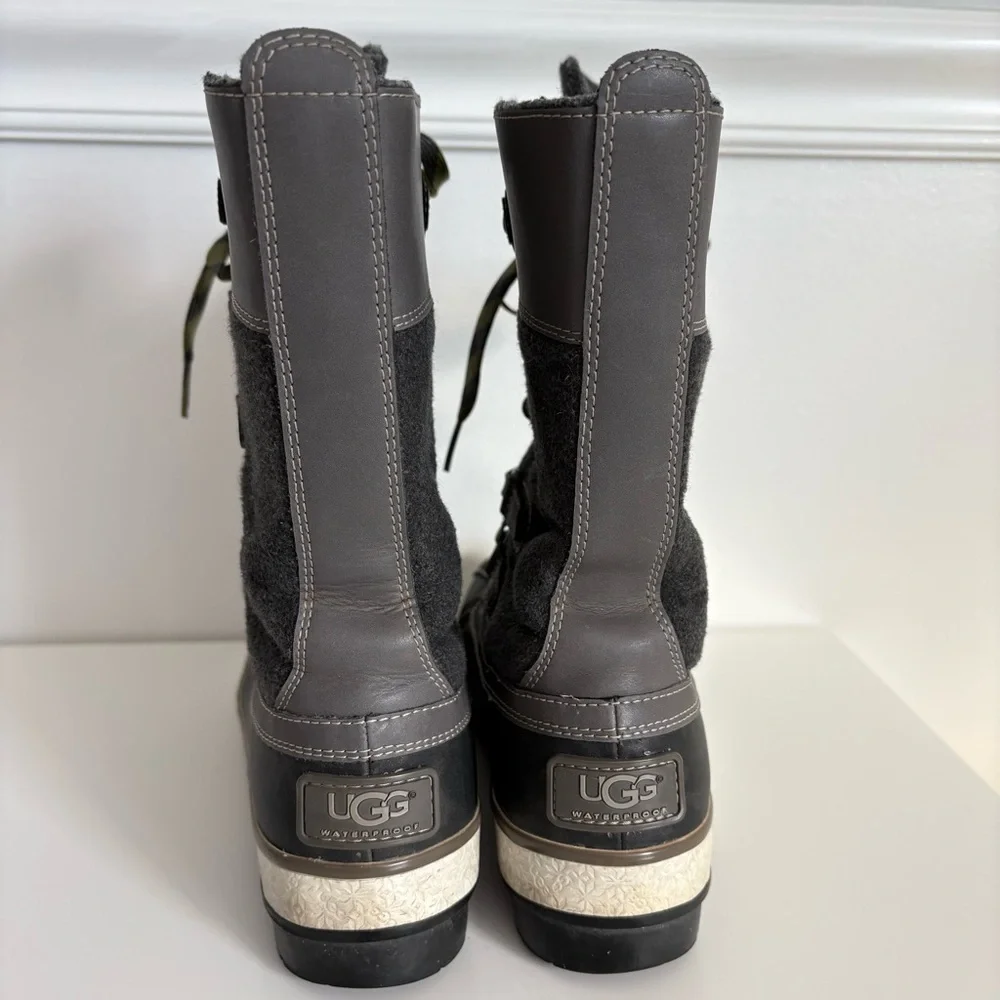 UGG Baroness Duck Boots Women’s 6 Waterproof Tall Snow Boots in Charcoal Gray